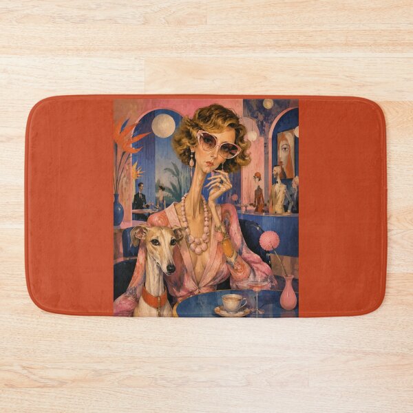 Item preview, A girl with a dog in a café. designed and sold by Natalia-Vlad.