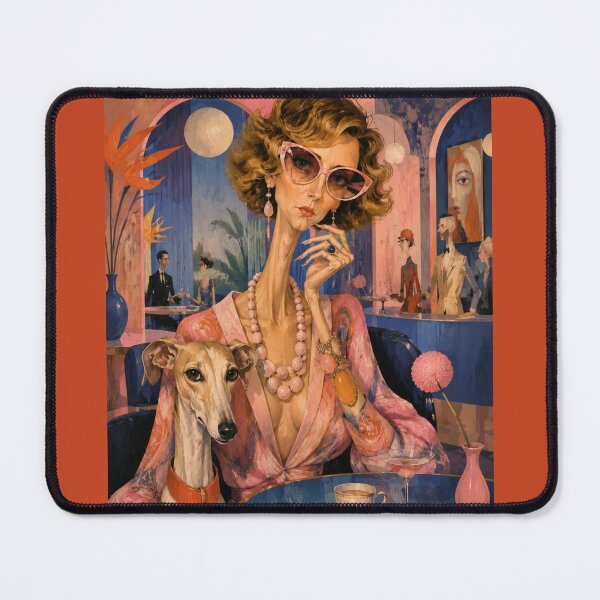 Item preview, A girl with a dog in a café. designed and sold by Natalia-Vlad.
