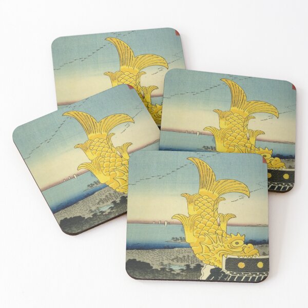 Item preview, Golden Shachihoko Under Moonlight – Vintage Japanese Ukiyo-e Landscape Art designed and sold by vekotpu.