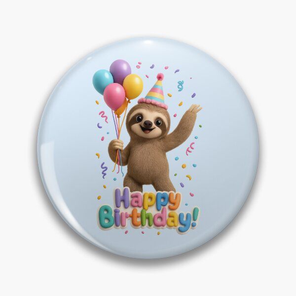 Item preview, Cute Sloth Birthday Balloon Party | Kawaii 3D Happy Birthday Art designed and sold by Moons Studio.
