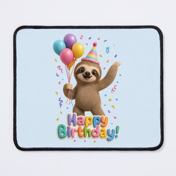Item preview, Cute Sloth Birthday Balloon Party | Kawaii 3D Happy Birthday Art designed and sold by Moons Studio.