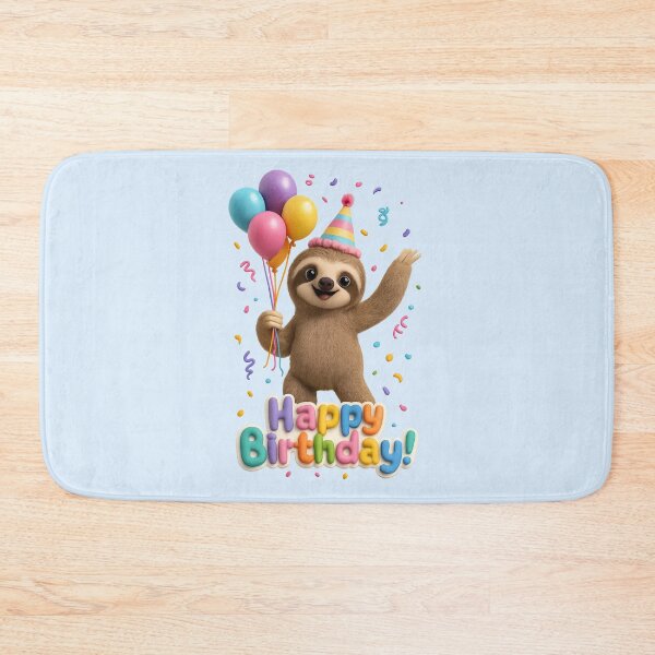 Item preview, Cute Sloth Birthday Balloon Party | Kawaii 3D Happy Birthday Art designed and sold by Moons Studio.