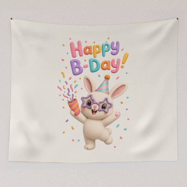 Item preview, Cute Confetti Bunny Birthday Party | Kawaii 3D Happy Birthday Art designed and sold by Moons Studio.