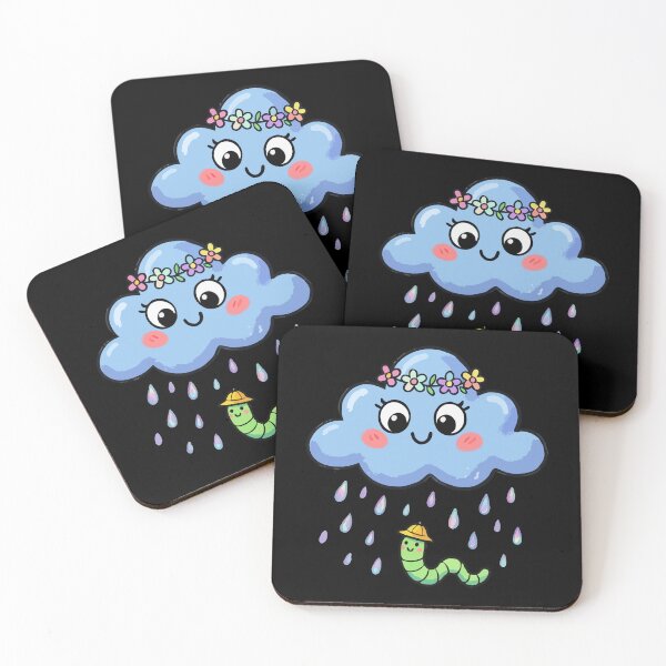 Item preview, Pastel Blue Cloud and Worm Rainy Day Friends designed and sold by Emegan Print Art.