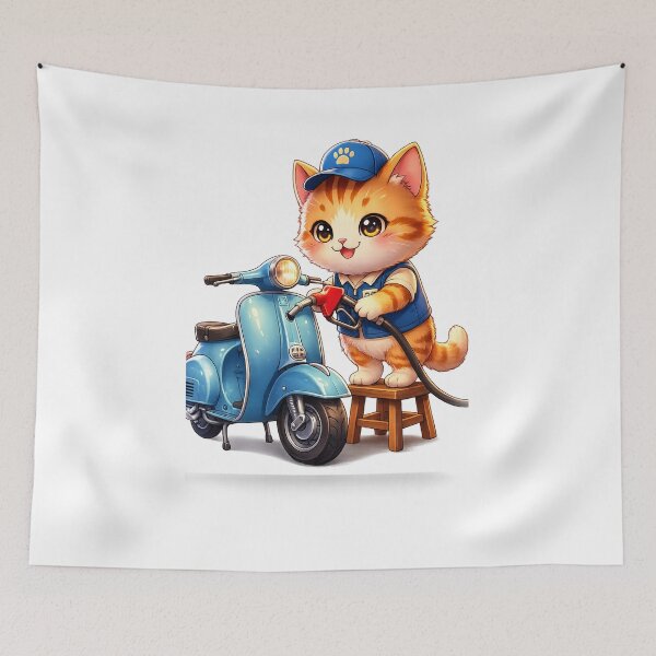 Item preview, Cute Kawaii Cat Gas Station Anime Scooter Aesthetic designed and sold by josflo12.