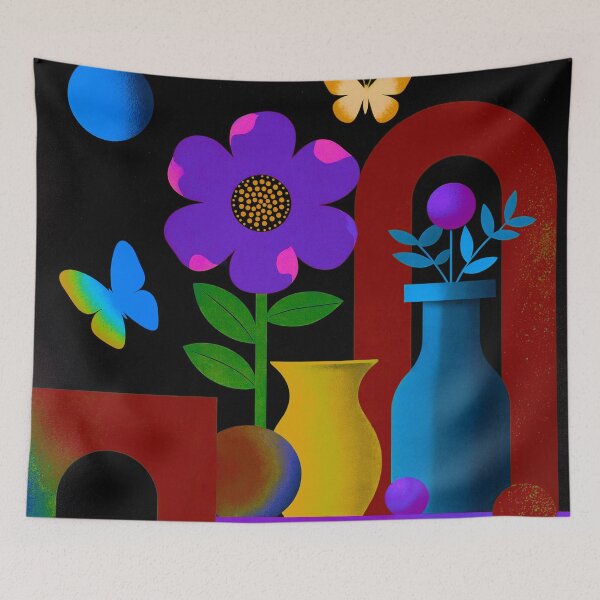 Item preview, Cosmic Violet Bloom | Retro Neon Floral Fantasy designed and sold by joycrysstudio.