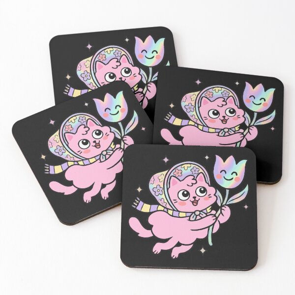 Item preview, Pink Feline Floating with Magic Tulip designed and sold by Emegan Print Art.