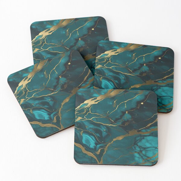Item preview, Dark Teal Marble Texture with Gold Flecks  designed and sold by BirdsnStuff.