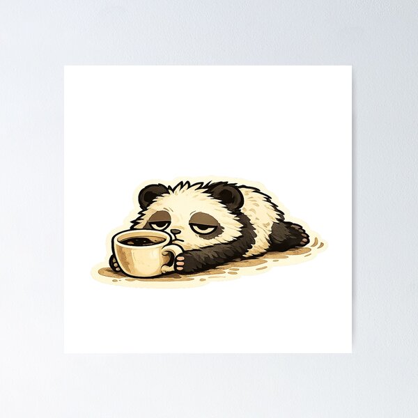 Item preview, Sleepy Coffee Panda Kawaii Sticker designed and sold by EastEndTownie.