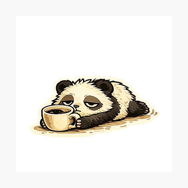 Item preview, Sleepy Coffee Panda Kawaii Sticker designed and sold by EastEndTownie.