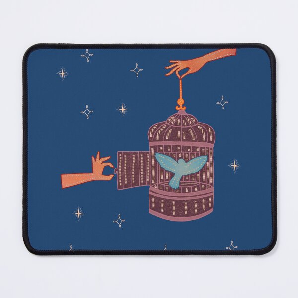 Item preview, Free Bird — Birdcage and Hands Folk Art Illustration Freedom Symbol Art designed and sold by Whimsy Moth .