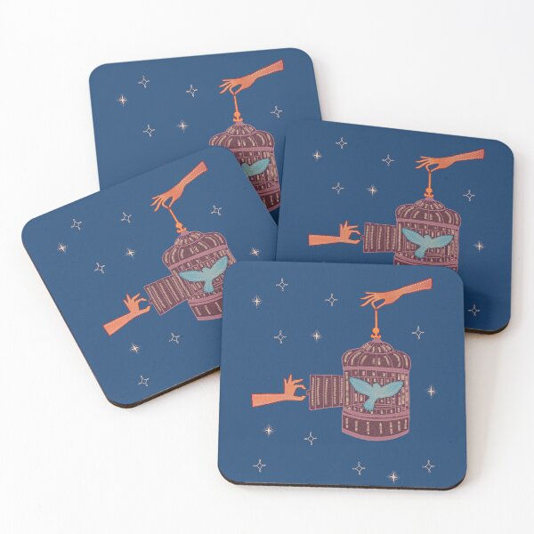 Item preview, Free Bird — Birdcage and Hands Folk Art Illustration Freedom Symbol Art designed and sold by Whimsy Moth .