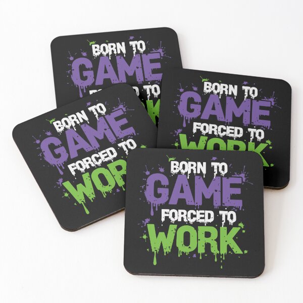 Item preview, Born To Game Forced To Work White & Purple & Green (Logo) designed and sold by Graphicfix.