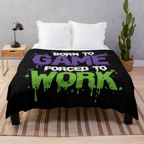 Item preview, Born To Game Forced To Work White & Purple & Green (Logo) designed and sold by Graphicfix.