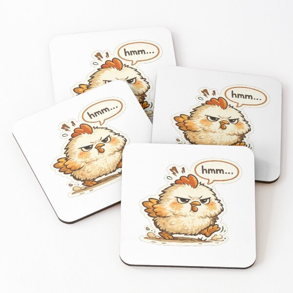 Item preview, Grumpy “Hmm…” Chicken Kawaii Sticker designed and sold by EastEndTownie.