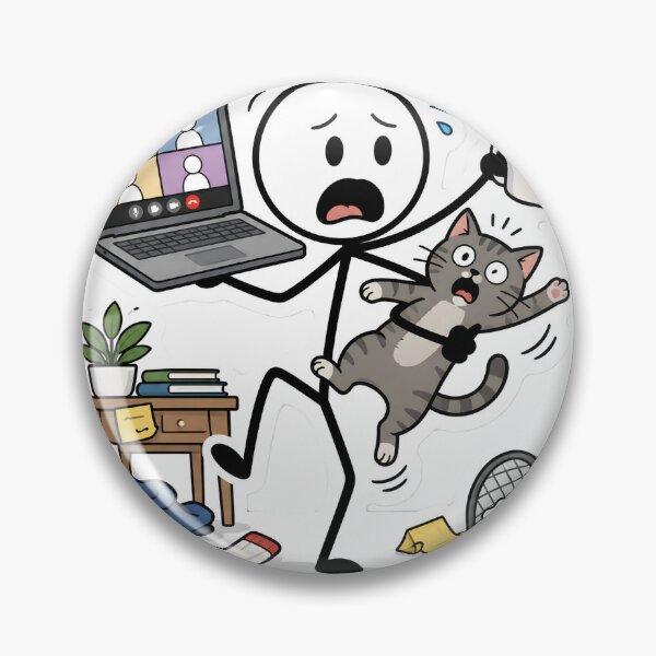 Item preview, Zoom Meeting Survival Stickman with Coffee and Cat designed and sold by StickyGuys.