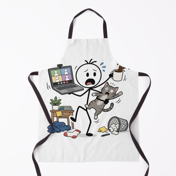 Item preview, Zoom Meeting Survival Stickman with Coffee and Cat designed and sold by StickyGuys.