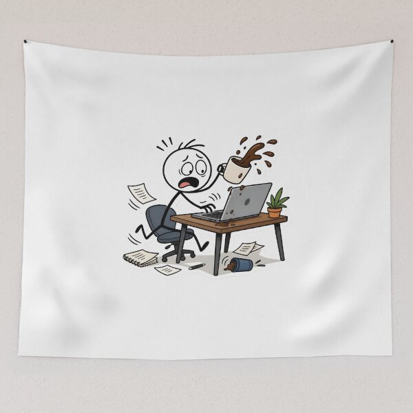 Item preview, Caffeine & Chaos Stickman Morning Routine designed and sold by StickyGuys.