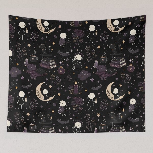 Item preview, Soft Goth Stickman Seamless Moon Pattern designed and sold by StickyGuys.