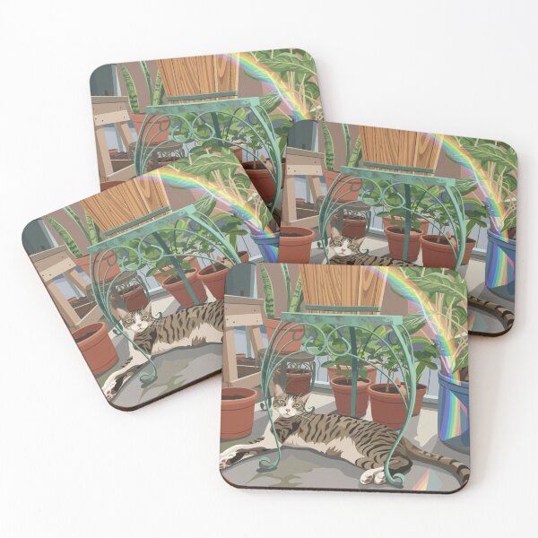 Item preview, Cat in the Garden with a Magic Rainbow designed and sold by Kirevia.