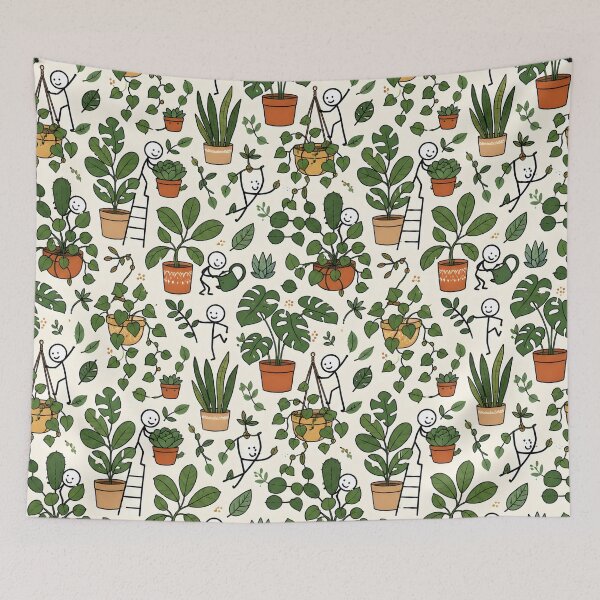 Item preview, Botanical Chaos Stickman Pattern with Succulents designed and sold by StickyGuys.