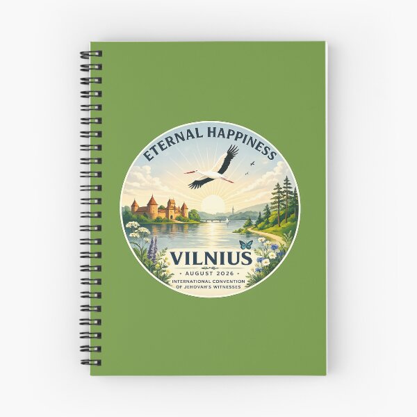 Item preview, JW Eternal Happiness – Vilnius Lithuania 2026 Inspired Convention Art | Stork & Trakai Castle Nature Design designed and sold by AdoptKM.