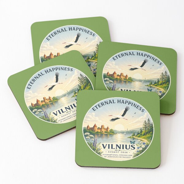 Item preview, JW Eternal Happiness – Vilnius Lithuania 2026 Inspired Convention Art | Stork & Trakai Castle Nature Design designed and sold by AdoptKM.