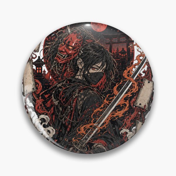 Item preview, Crimson Mask Hunter Anime Inspired Tattoo Flash Art designed and sold by oddpawstudio.