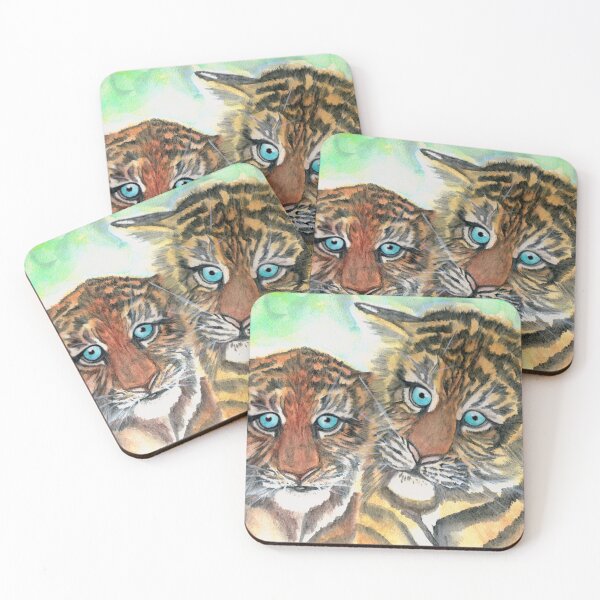 Item preview, Tiger cubs - watercolour painting designed and sold by AussiAllison.