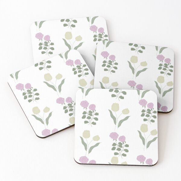 Item preview, floral pattern rose white tulip designed and sold by rachelsillust.