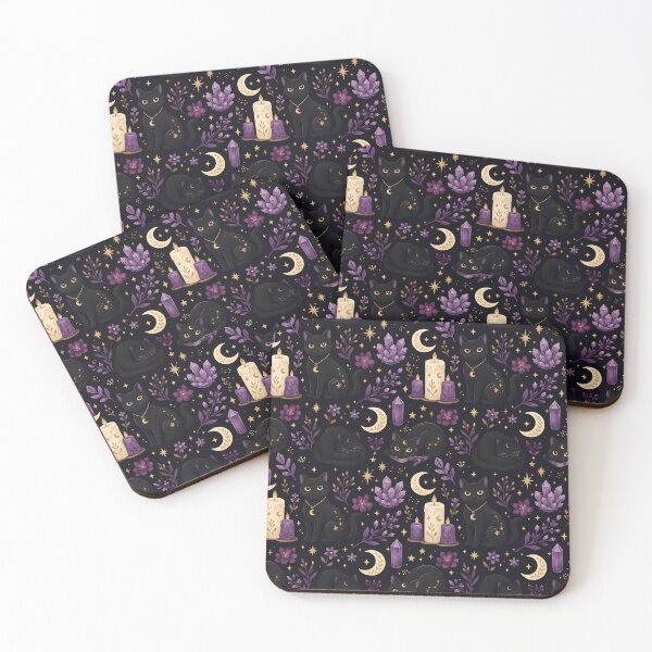 Item preview, Mystical Cat Coven Pattern with Crystals and Candles designed and sold by StickyGuys.