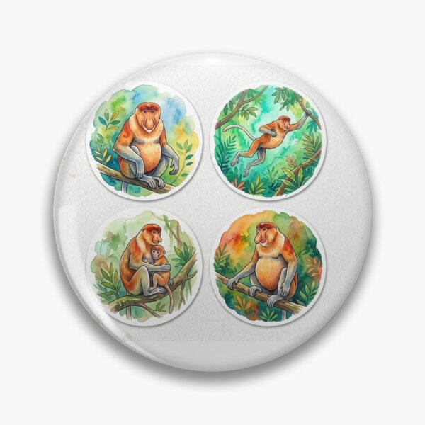 Item preview, Watercolor Proboscis Monkey Sticker Set | Borneo Wildlife Stickers | Cute Exotic Animal Decals for Water Bottles, Laptops & Journals designed and sold by Design by Miiaarts.