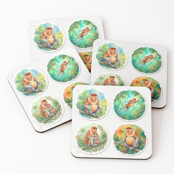Item preview, Watercolor Proboscis Monkey Sticker Set | Borneo Wildlife Stickers | Cute Exotic Animal Decals for Water Bottles, Laptops & Journals designed and sold by Design by Miiaarts.