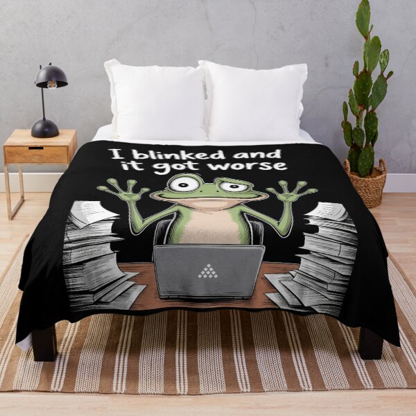 Item preview, I Blinked And It Got Worse Funny Work Stress Frog Meme Gift designed and sold by Say It With Ink.