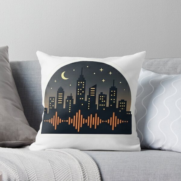 Item preview, Night City Skyline with Soundwave - Techno Music Art designed and sold by PixelsTelas.