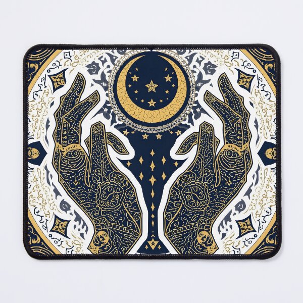 Item preview, Ornate Golden Prayer Hands & Crescent Moon Mandala designed and sold by KooksStudio.