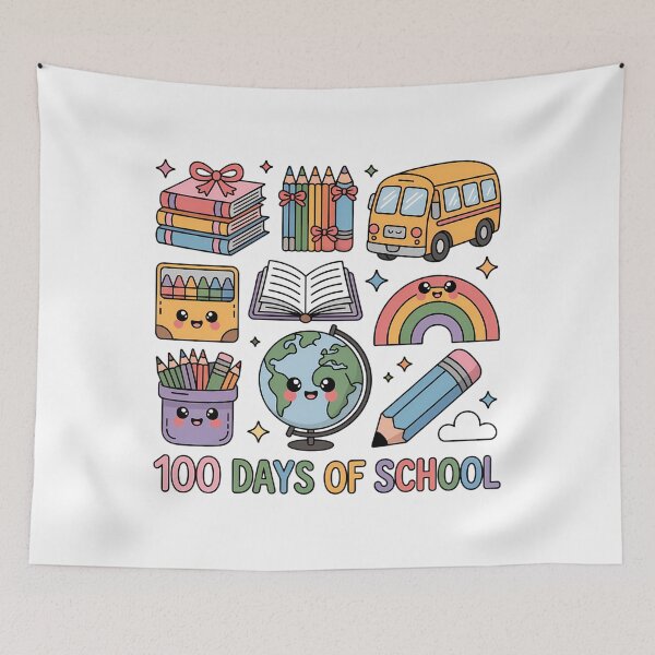 Item preview, Happy 100 Days of School, Back to School Rainbow School Bus designed and sold by SapfireStuArt.