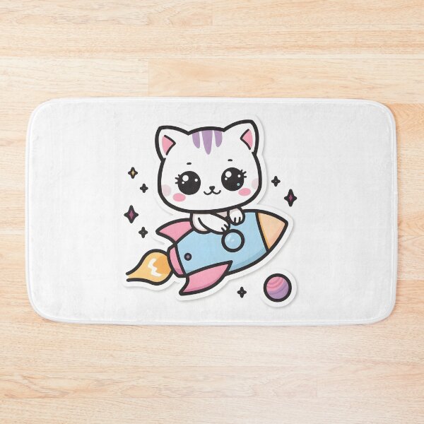 Item preview, Cute Kawaii Cat Riding Rocket Space Adventure Sticker designed and sold by KooksStudio.