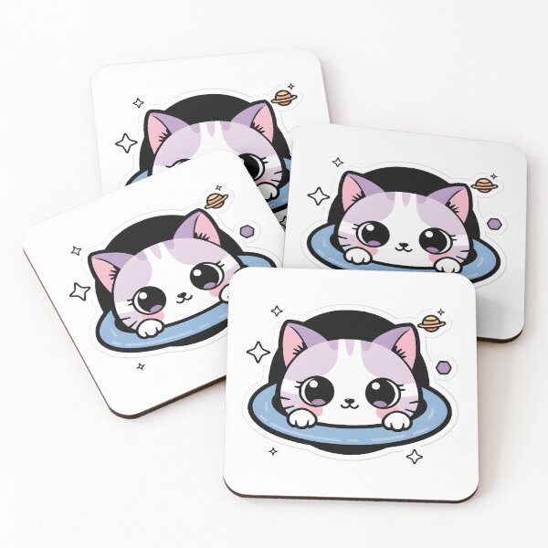 Item preview, Kawaii Cat Peeking Out Black Hole Sticker designed and sold by KooksStudio.
