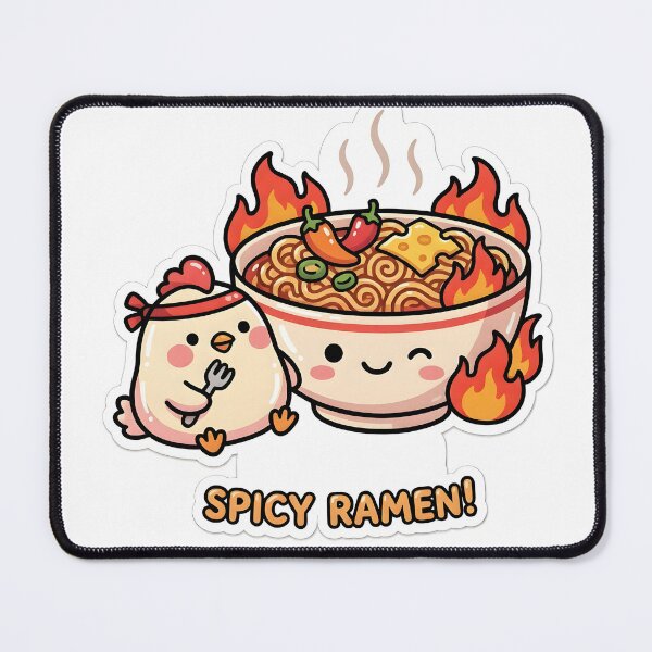 Item preview, Cute Kawaii Fire Noodles Spicy Ramen Korean Chicken Sticker designed and sold by KooksStudio.