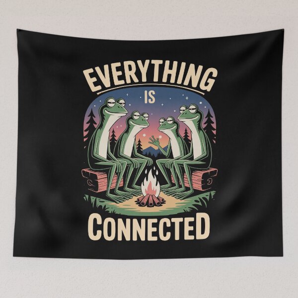 Item preview, Everything Is Connected Funny Conspiracy Theorist Frog Meme designed and sold by Say It With Ink.
