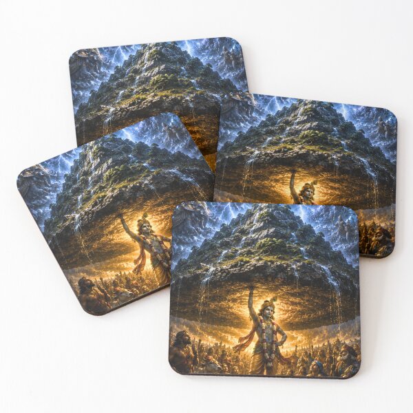 Item preview, Epic Krishna Series: The Protector of Vrindavan – Lifting Govardhan Hill designed and sold by Homyar.
