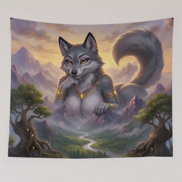 Item preview, Giantess Wolf Goddess of the Valley - Fantasy Anthroporphic Art designed and sold by Trevor Cutler.