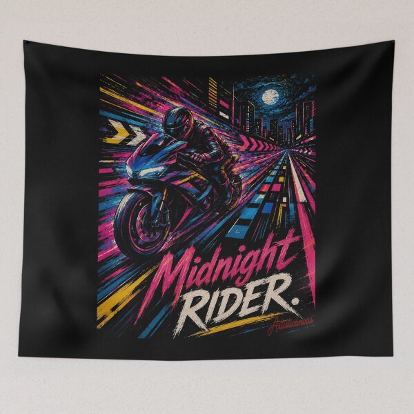 Item preview, Midnight Rider Neon Motorcycle Pop Art designed and sold by Artisticanvas.
