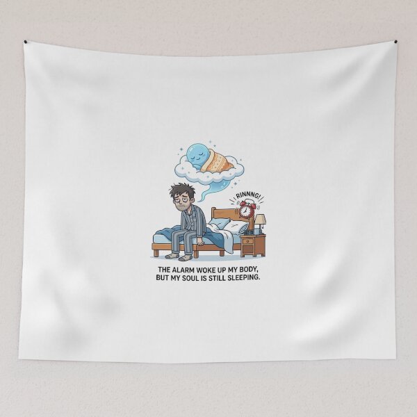 Item preview, Funny Morning Alarm Sleepy Soul Out Of Body Cartoon designed and sold by TaiwanMemory.