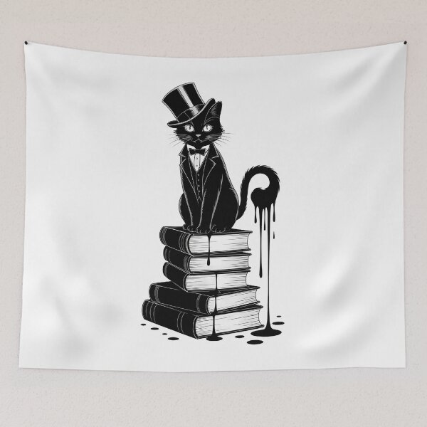 Item preview, Gothic Cat on Books Witchy Noir Booklover designed and sold by SapfireStuArt.