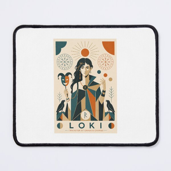 Item preview, Loki — Trickster of Chaos & Change | Mid-Century Modern Norse Poster designed and sold by Urbantheseus.