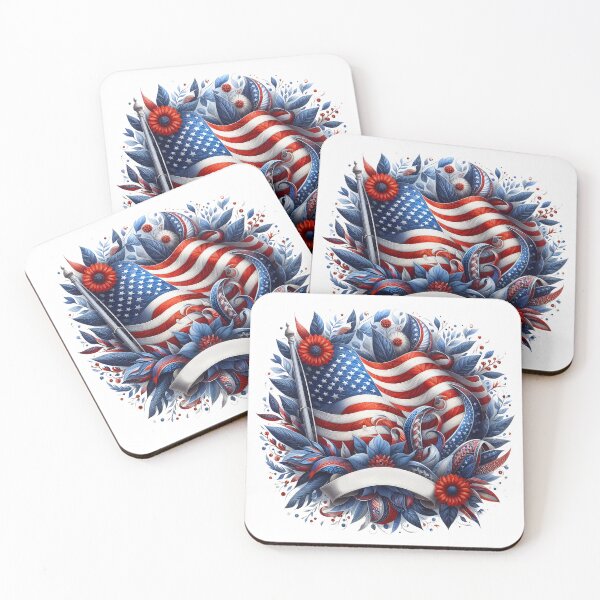 Item preview, Patriotic Eagle & American Flag Floral Emblem | USA Freedom Artwork designed and sold by socozora.