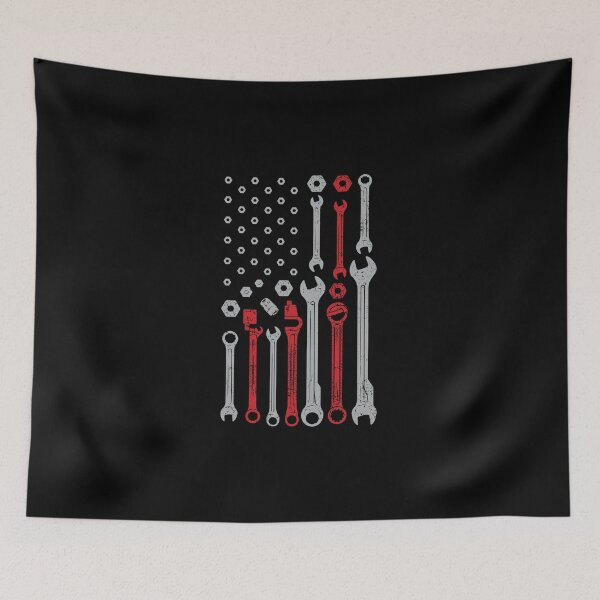 Item preview, Vintage Mechanic Flag USA American Patriotic Flag designed and sold by SanipepaVase.