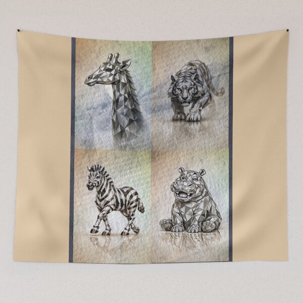 Item preview, Geometric Giraffe, Tiger, Zebra, Hippo  designed and sold by CarolM.